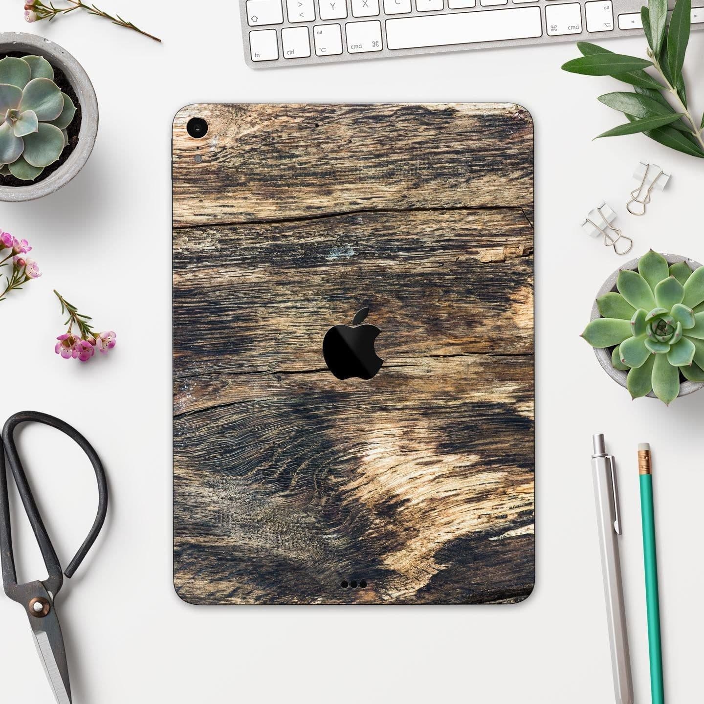 image-Raw Wood Planks V12 - Full Body Skin Decal for the Apple iPad Pro