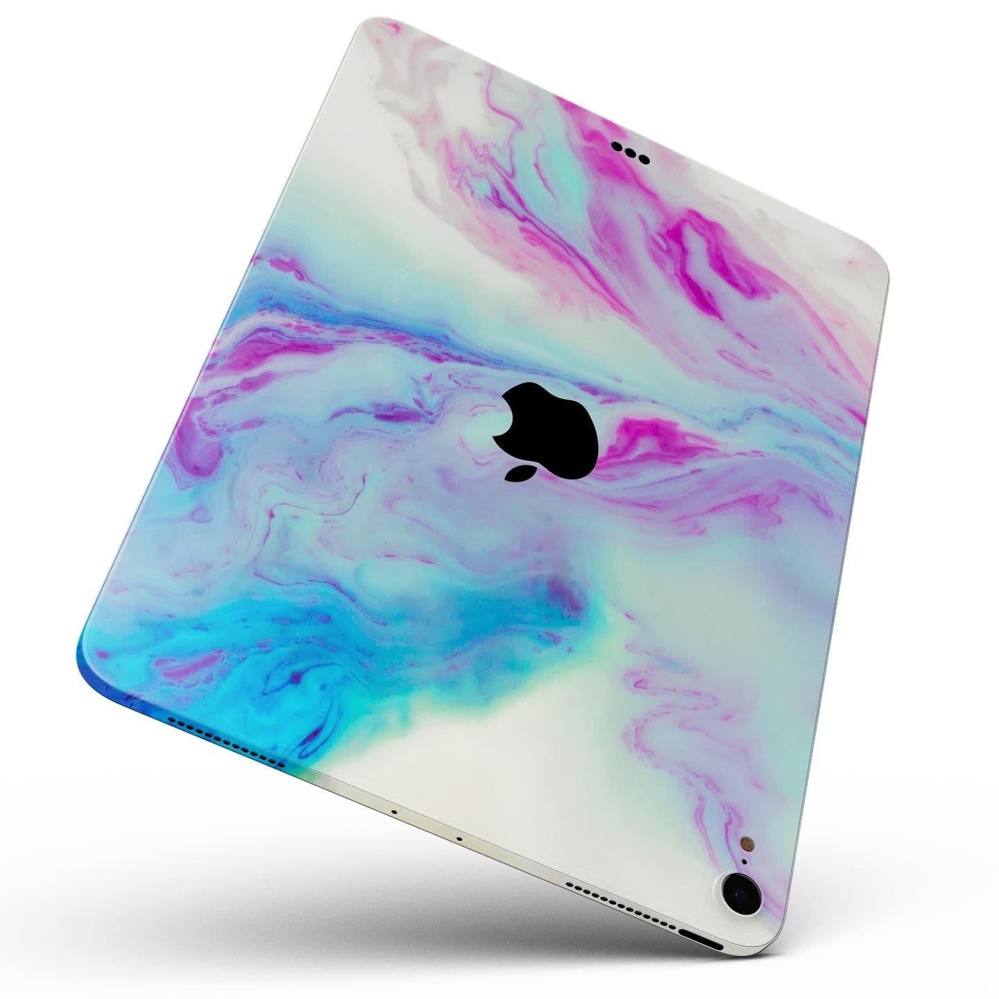 image-Marbleized Soft Blue V32 - Full Body Skin Decal for the Apple iPad Pro