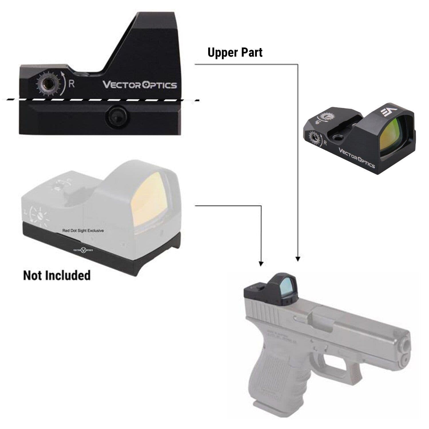 image-Vector Optics Frenzy 1x17x24 AR15 M4 AK47 Pistol Red Dot Scope 9mm