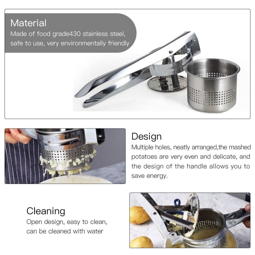 image-Premium Stainless Steel Potato and Food Presser