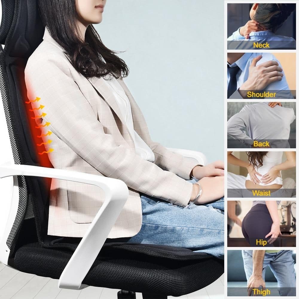 image-Portable Vibrating Heat Therapy Massage Cushion Mattress