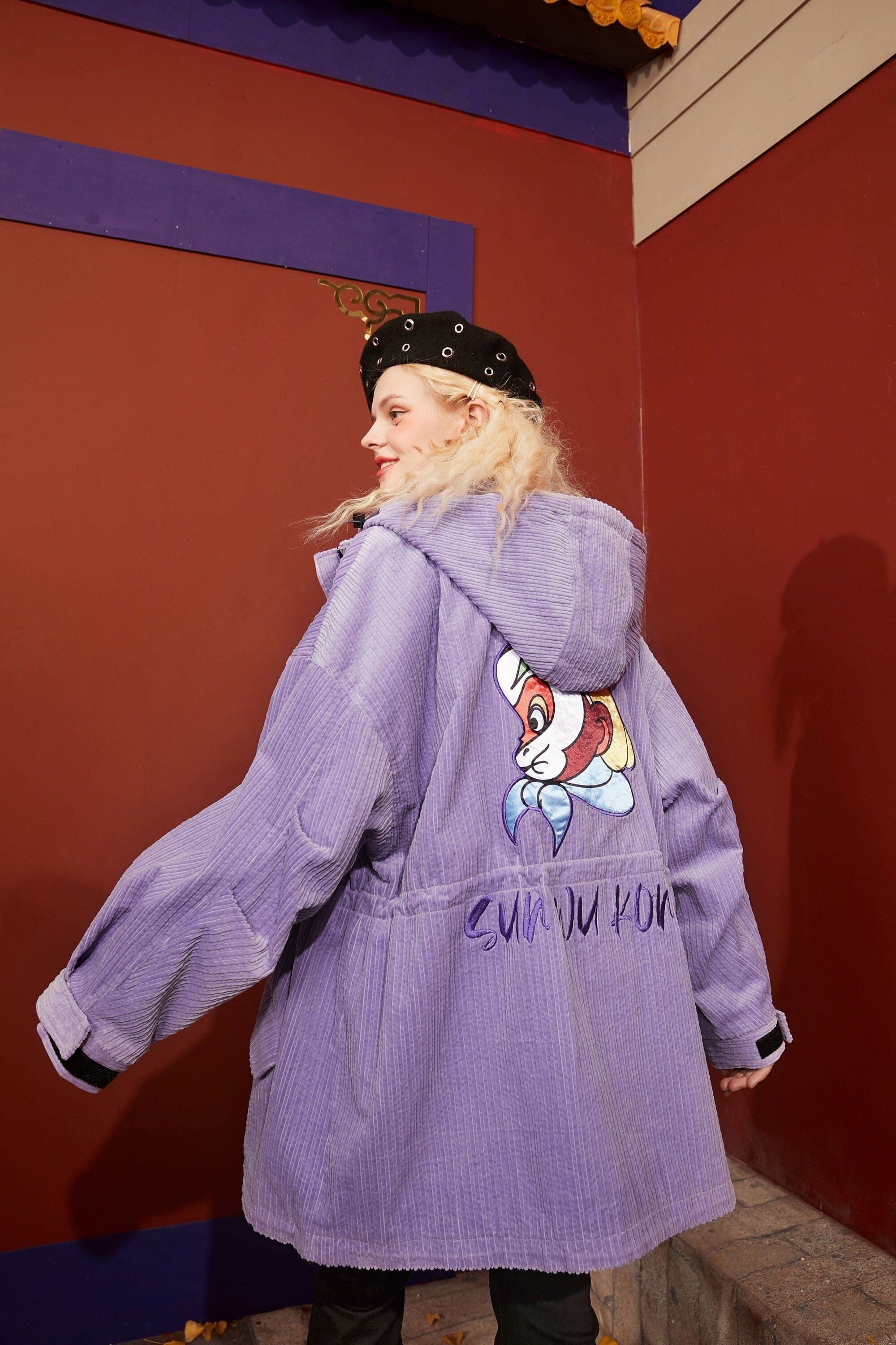 image-Cartoon Print Single Breasted Casual Women Trench Coat,Spring Full
