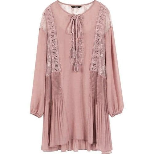 image-Solid Pure High Waist Casual Vintage Midi Dress Women,Autumn Stylish