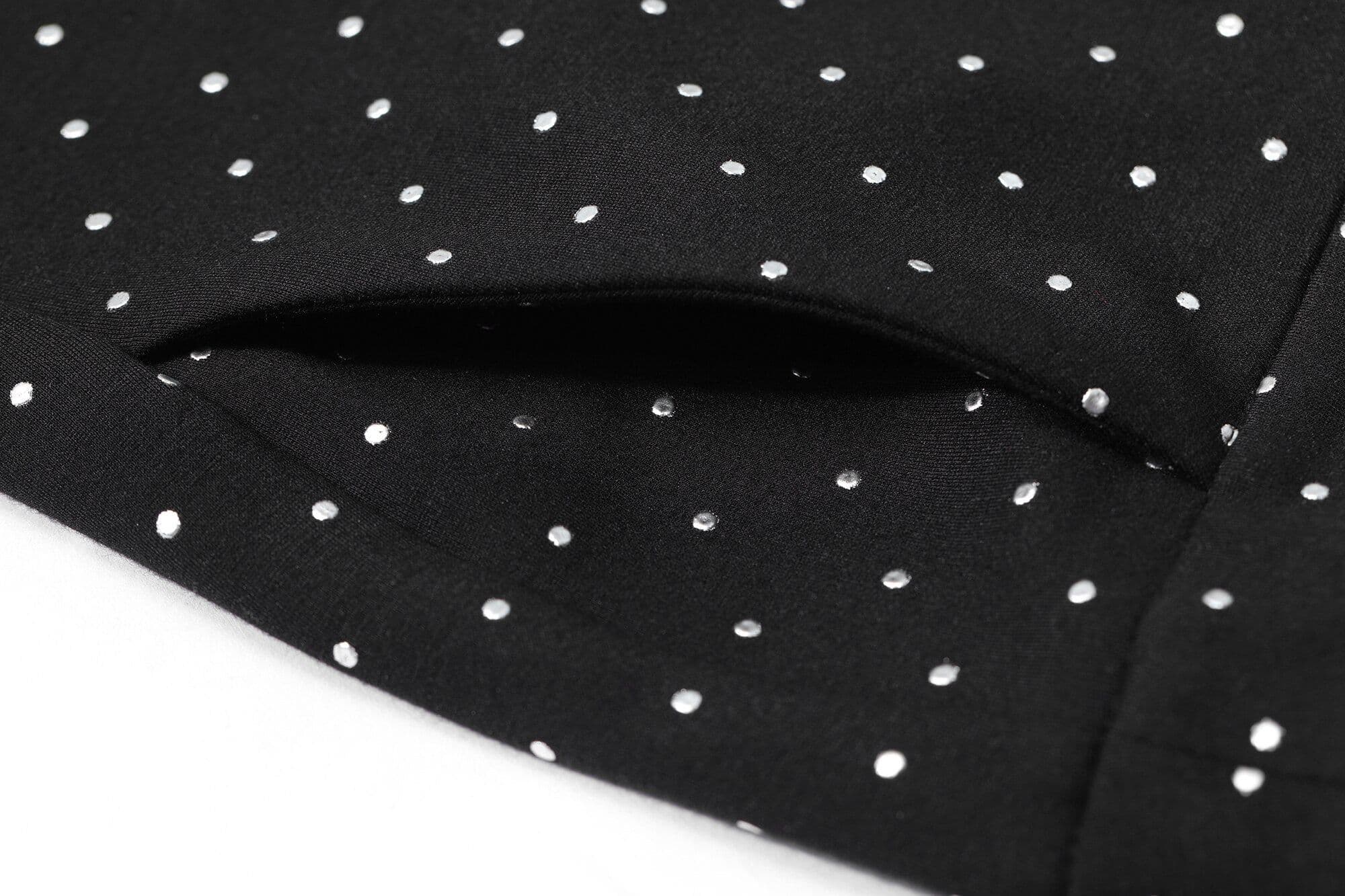 image-Polka Dot Bead Embroidery High Waist Casual Women Flare