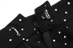 image-Polka Dot Bead Embroidery High Waist Casual Women Flare