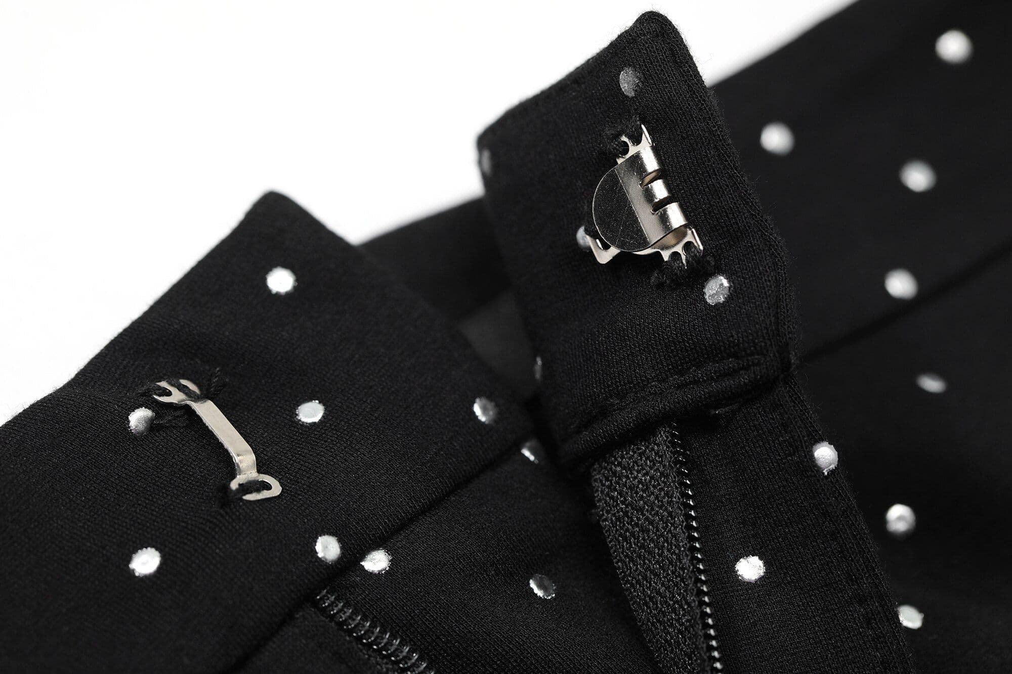 image-Polka Dot Bead Embroidery High Waist Casual Women Flare