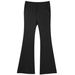 image-Polka Dot Bead Embroidery High Waist Casual Women Flare