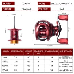 image-Fishing Reels 103H/103HL 7+1BB Gear Ratio 7.1:1 Max Drag 5kg Reel