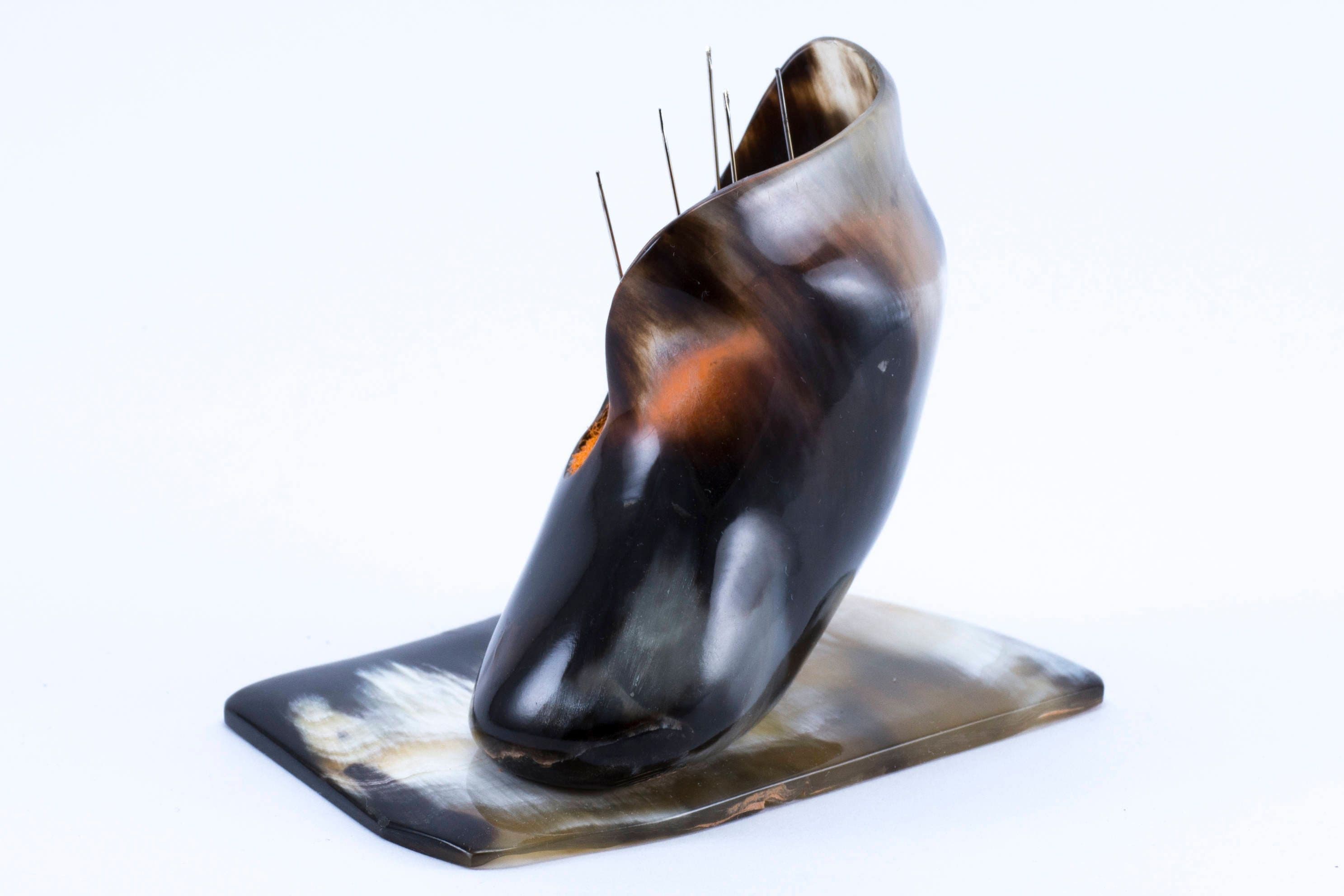 image-Pincushion “Little Boot” Handmade from a natural Horn