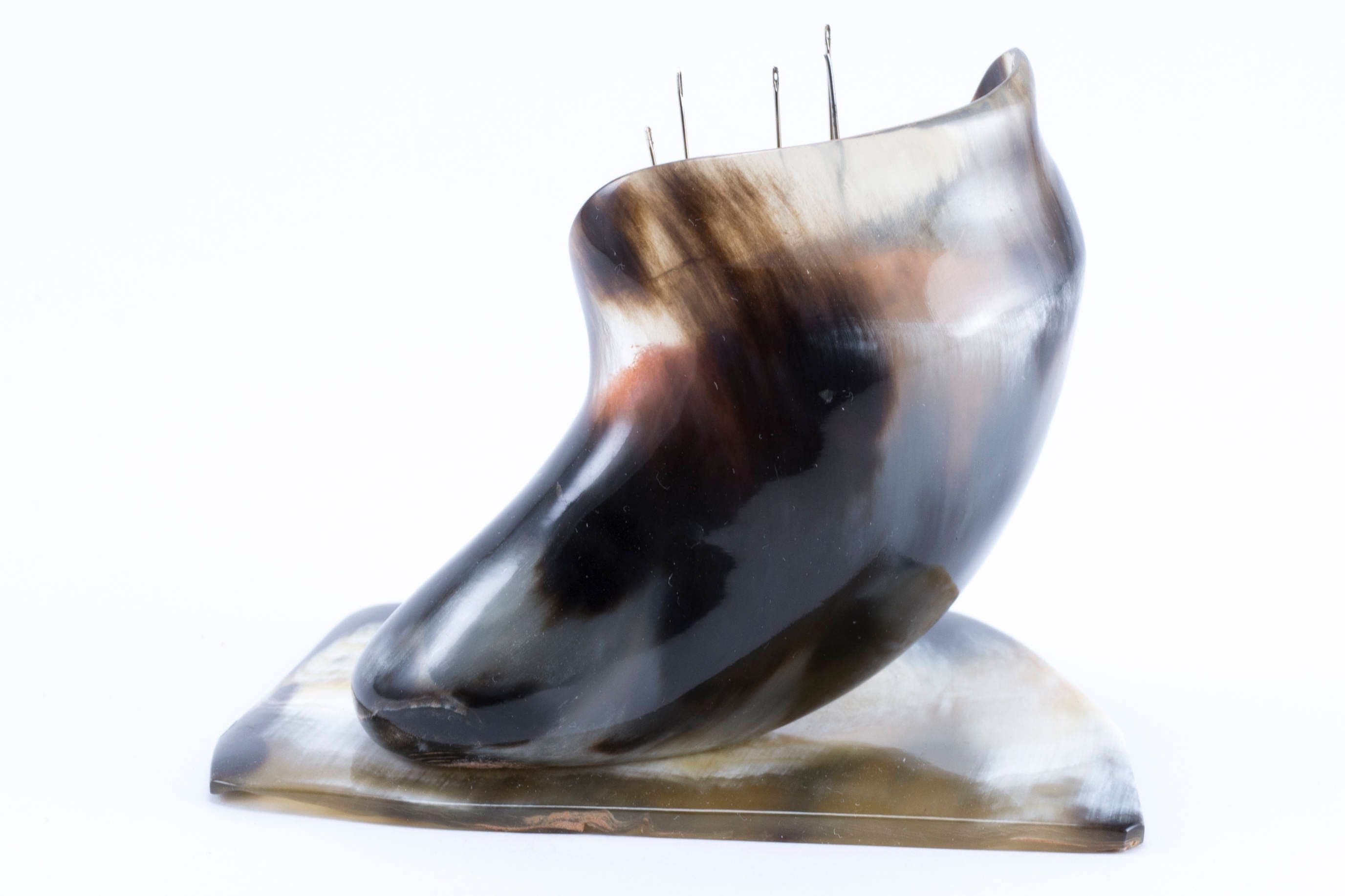 image-Pincushion “Little Boot” Handmade from a natural Horn