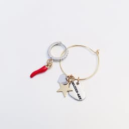 image-Matchy Earrings, Matchy Hoop Earrings with Red Horn Charm and Gold