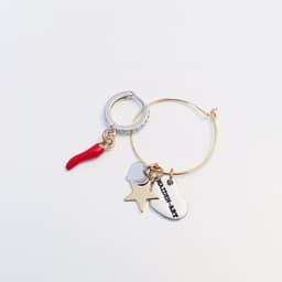 image-Matchy Earrings, Matchy Hoop Earrings with Red Horn Charm and Gold