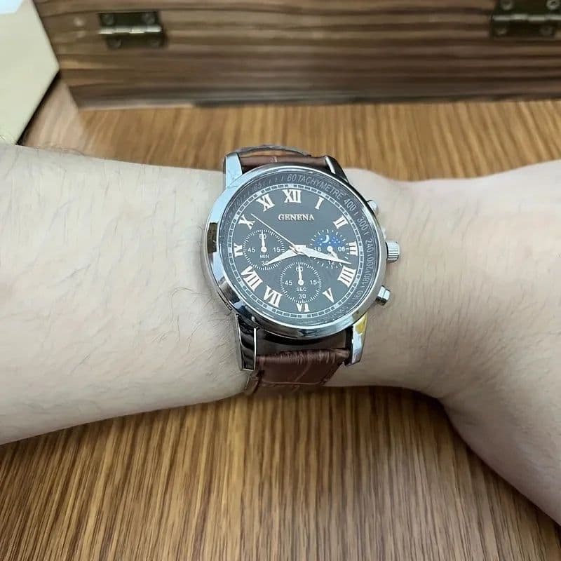 image-GENEVA High Quality Men's Luxury Belt Fashion Quartz Watch Men Round Business Student Sport Waterproof Glow Clock