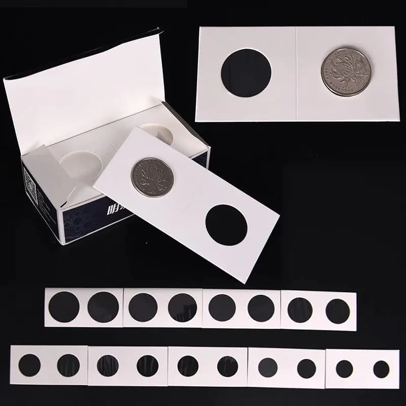 image-50pcs/Set 23-40mm Sizes Protective Coin Paper Clip Collecting Money Penny Storage Case Stamp Coin Holders Cover Case Storage