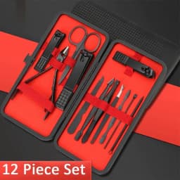 image-7/10/12/18/20/24PCS Set Professional Manicure Set Kits Stainless Steel Fingernail Toenail Clippers Set with Leather Portable