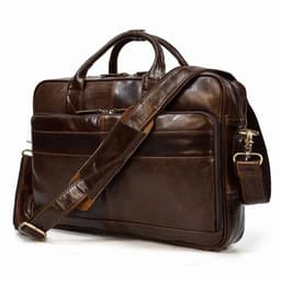 image-Retro Laptop Briefcase Bag Genuine Leather Handbags Casual 15.6" Business Bag Daily Working Tote Bags Men Male bag for documents