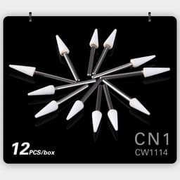 image-(12pcs/box)Dia1.6mm Azdent White Stone Polishing Burs for Finishing Porcelain Enamel & Composite Resin Flame/Cone/Round Shape
