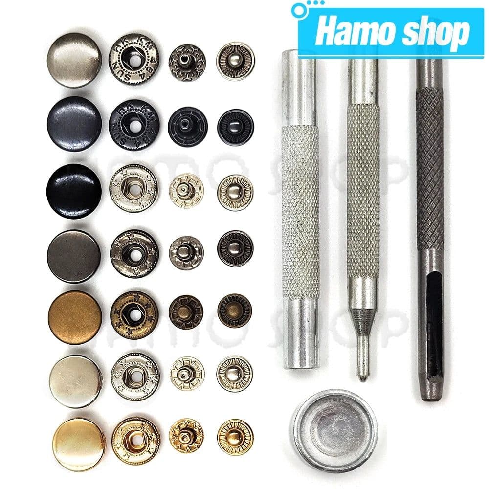 image-50set Snap Fasteners Metal Snaps Press Button Studs Optional Installation Tools Kit For Leathercraft Clothes Garment Bags Shoes