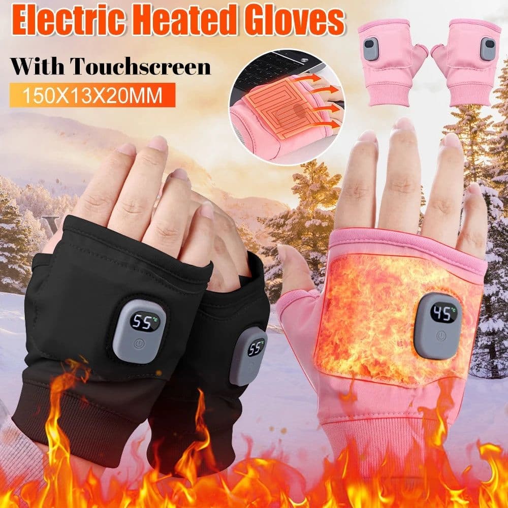 image-Electric Heated Gloves Winter Moto Riding Thermal Gloves 360 Degree Heating Thermal Heated Gloves Fingerless Thermal Hand Warmer