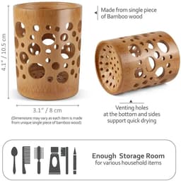 image-Bamboo toothbrush holder bamboo toothbrush accessories toothbrush pen makeup brush organizer biodegradable (Circular )