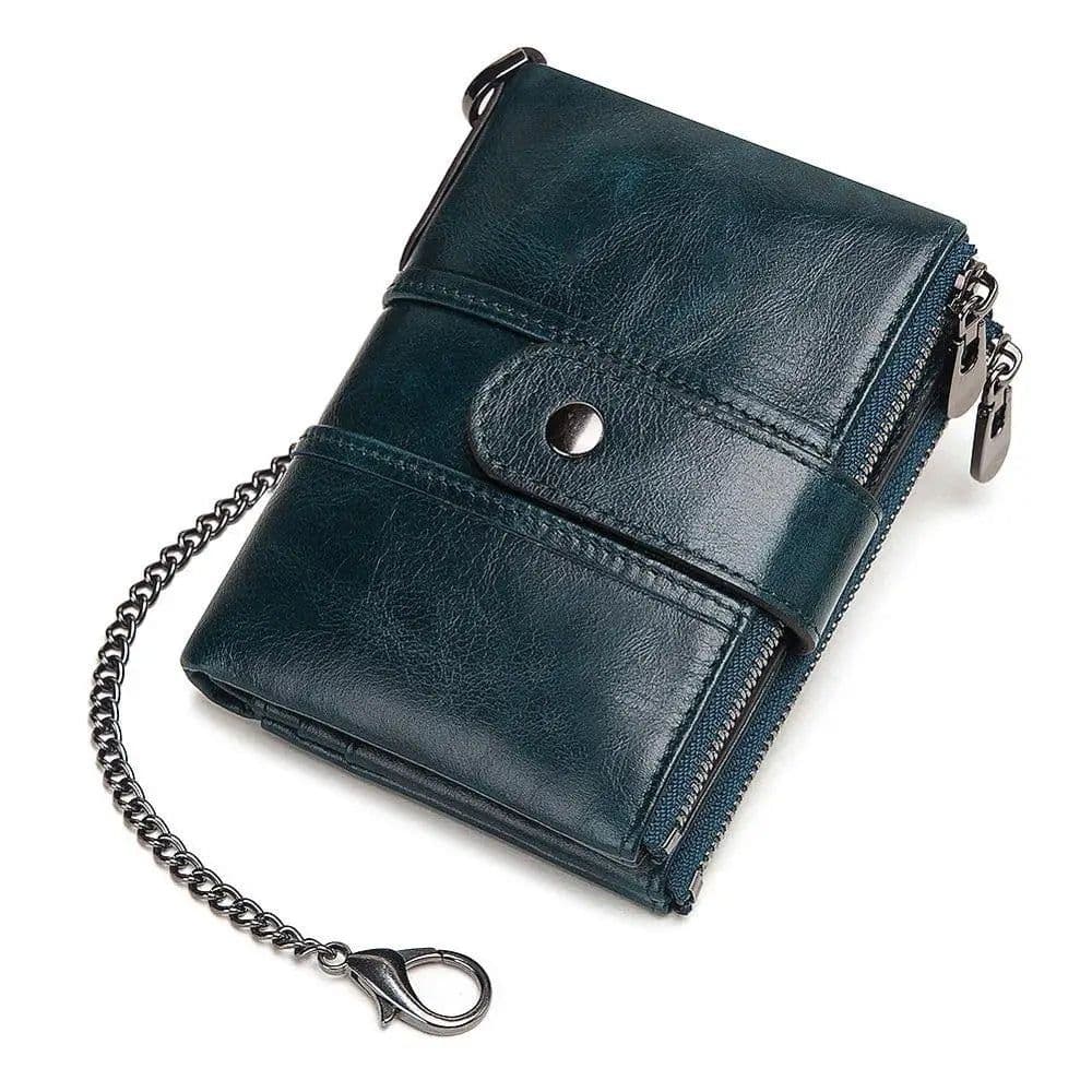 image-KAVIS 100% Genuine Leather Rfid Wallet Men Crazy Horse Wallets Coin Purse Short Male Money Bag Quality Designer Mini Walet Small