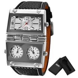image-New Men Dual Display Sports Watches Oulm Men Watch Fold Big Size Fashion Outdoor Clock Leather Quartz Watch Relogio Masculino