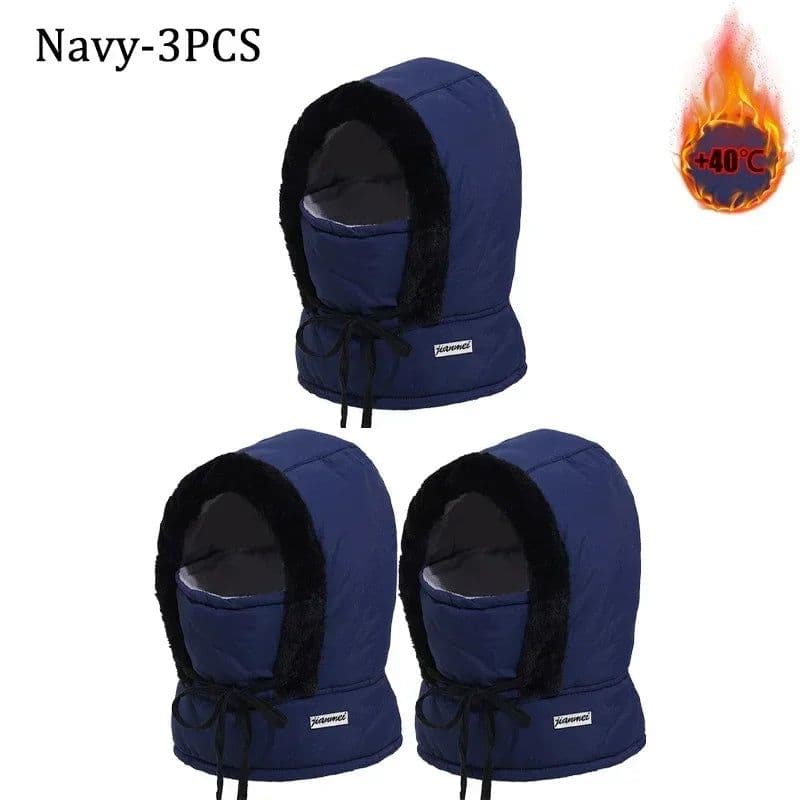 image-Cold Weather Thermal Balaclava Scarf Winter Windproof Hood Hat Plush Neck Warmer Ski Face Mask for Outdoor Activities