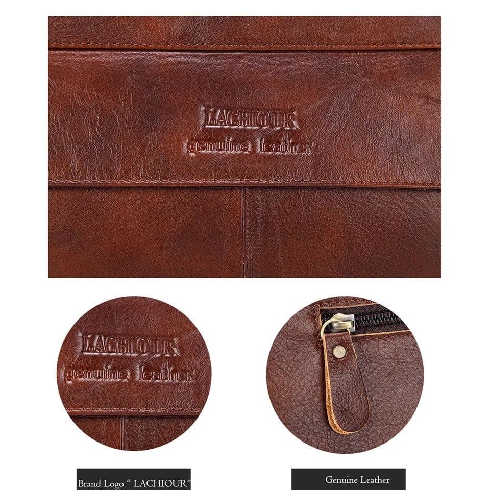 image-Men Genuine Leather Handbags Casual Leather Laptop Bags Male Business Travel Messenger Bags Men's Crossbody Shoulder Bag