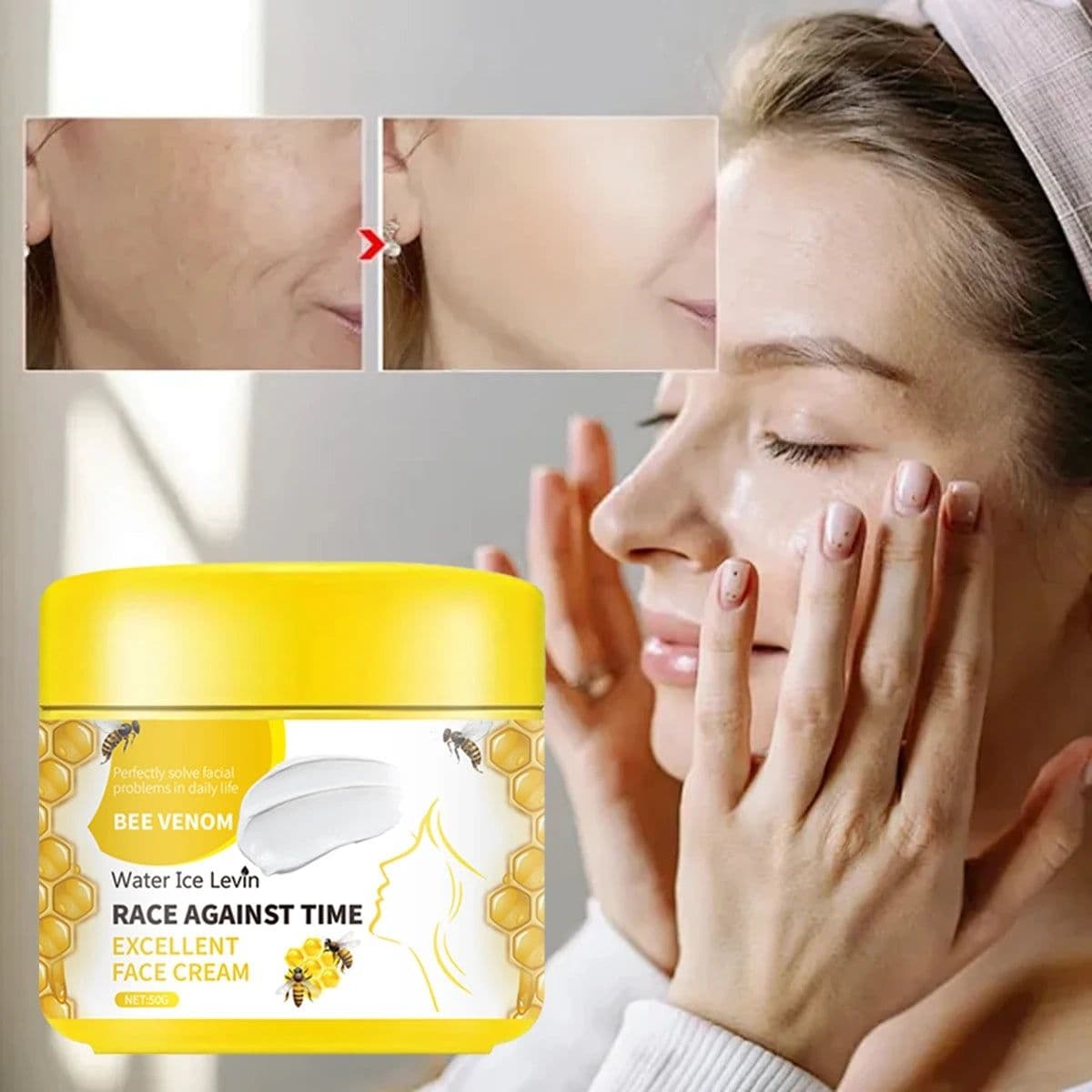 image-Anti-Aging Face Cream with Bee Venom&Niacinamide - Hydrating & Firming Formula with Collagen & Salicylic Acid for All Skin Types