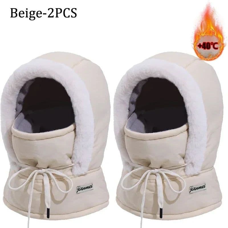 image-Cold Weather Thermal Balaclava Scarf Winter Windproof Hood Hat Plush Neck Warmer Ski Face Mask for Outdoor Activities