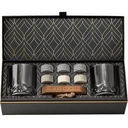 image-Whiskey Chilling Stones Gift Set With 2 Signature Crystal Glasses