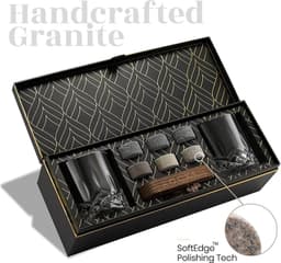 image-Whiskey Chilling Stones Gift Set With 2 Signature Crystal Glasses