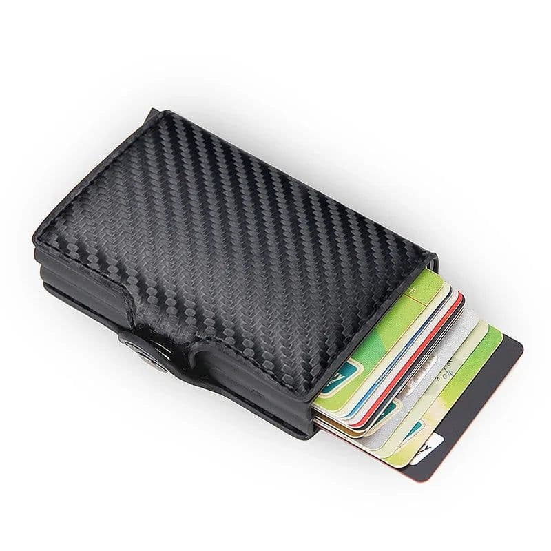 image-Rfid Blocking Protection Men id Credit Card Holder Wallet Leather Metal Aluminum Business Bank Card Case CreditCard Cardholder