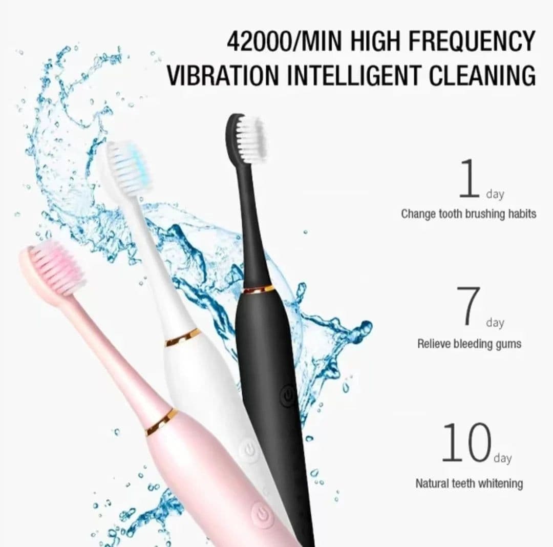 image-Sonic Electric Toothbrush for Adults IPX7 Waterproof DuPont Brush Head USB Rechargeable High Frequency Cleaning 6 Cleaning Modes