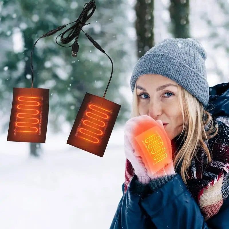 image-1 Pair Electric USB Gloves Portable 5v Heater Heated Gloves Carbon Fiber Cloth USB Heated Gloves Pad For Working Outing Travel