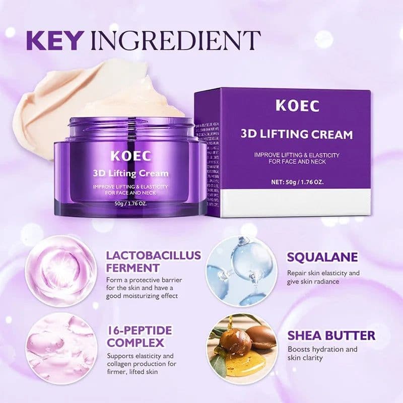 image-3D Face & Neck Lifting Cream,Skin Deep Hydration Firming Moisturizing Nourishing Anti-Aging,Improve Elasticity,Korean Skincare