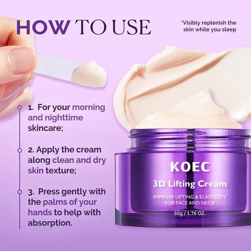 image-3D Face & Neck Lifting Cream,Skin Deep Hydration Firming Moisturizing Nourishing Anti-Aging,Improve Elasticity,Korean Skincare