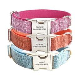 image-Personalized Dog Collar Customized Pet Collars Free Engraving ID Nameplate Tag Pet Accessory Suit Fiber Puppy Collars Leash