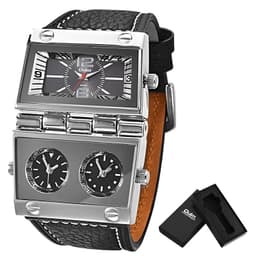 image-New Men Dual Display Sports Watches Oulm Men Watch Fold Big Size Fashion Outdoor Clock Leather Quartz Watch Relogio Masculino