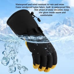 image-Thermal Leather Ski Gloves Velevt Keep Warm Winter Ski Skateboard Gloves Full Finger Windproof Climbing Riding Running Gloves