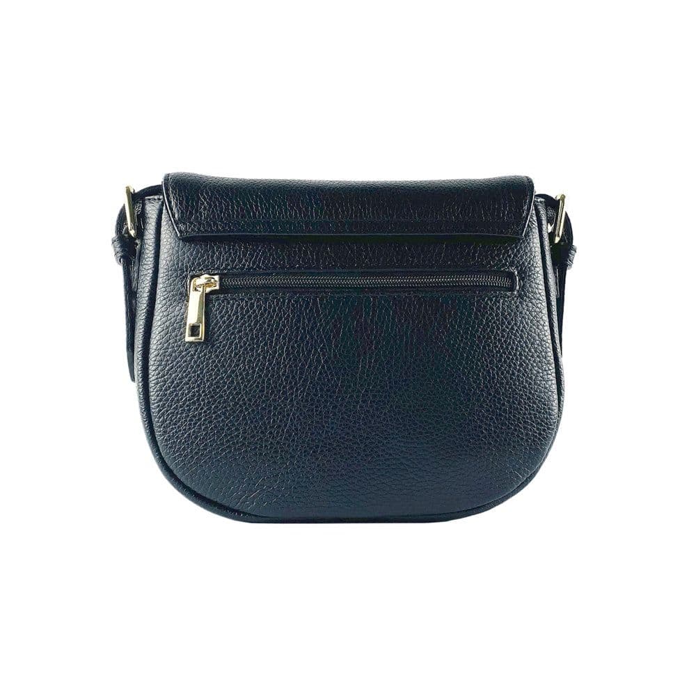 image-RB1002A | Borsa a Tracolla in Vera Pelle Made in Italy con Tracolla removibile in pelle e attacchi con fibbie in metallo Oro Lucido - Colore Nero - Dimensioni: cm 26 x 20 x 10