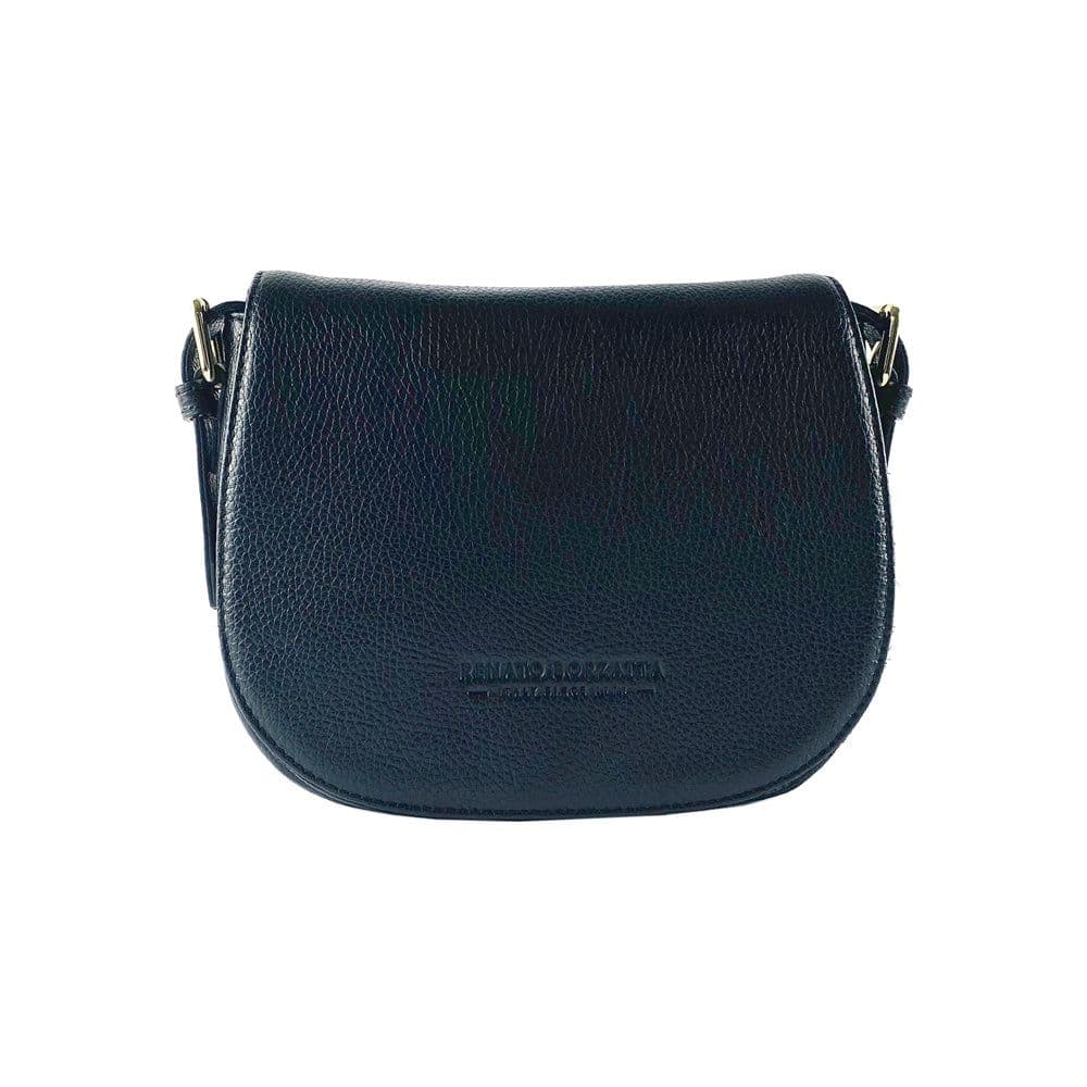 image-RB1002A | Borsa a Tracolla in Vera Pelle Made in Italy con Tracolla removibile in pelle e attacchi con fibbie in metallo Oro Lucido - Colore Nero - Dimensioni: cm 26 x 20 x 10