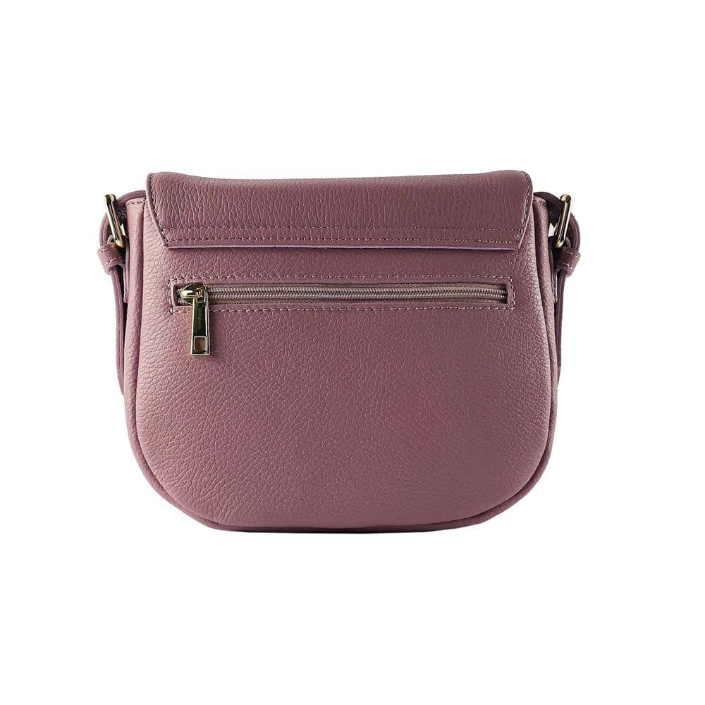 image-RB1002AZ | Borsa a Tracolla in Vera Pelle Made in Italy con Tracolla removibile in pelle e attacchi con fibbie in metallo Oro Lucido - Colore Rosa Antico - Dimensioni: cm 26 x 20 x 10