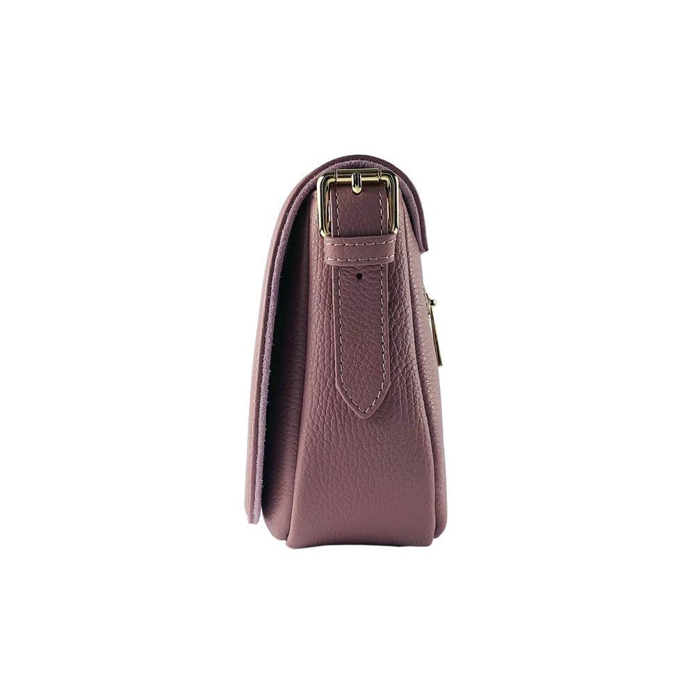 image-RB1002AZ | Borsa a Tracolla in Vera Pelle Made in Italy con Tracolla removibile in pelle e attacchi con fibbie in metallo Oro Lucido - Colore Rosa Antico - Dimensioni: cm 26 x 20 x 10