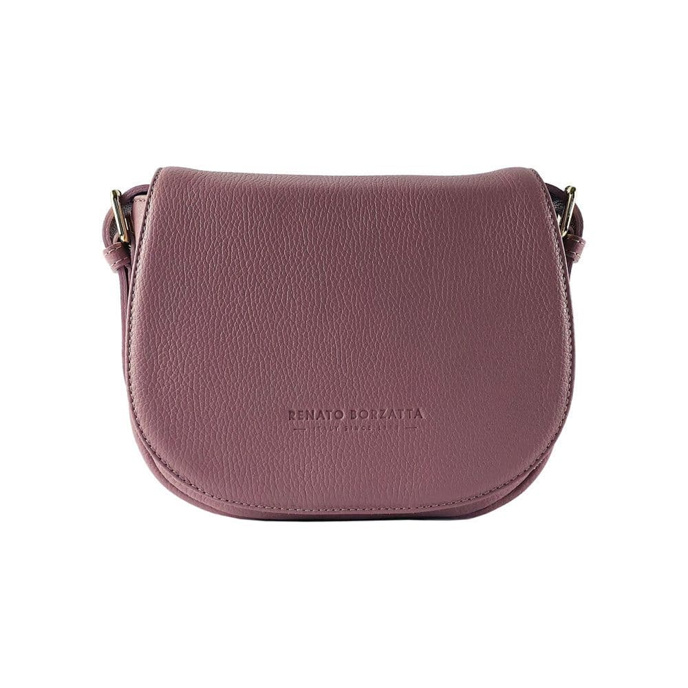 image-RB1002AZ | Borsa a Tracolla in Vera Pelle Made in Italy con Tracolla removibile in pelle e attacchi con fibbie in metallo Oro Lucido - Colore Rosa Antico - Dimensioni: cm 26 x 20 x 10