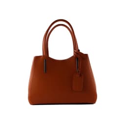 image-RB1004AM | Borsa a Mano in Vera Pelle Made in Italy con Tracollina removibile e attacchi con moschettoni in metallo Canna di Fucile - Colore Paprica - Dimensioni: cm 33 x 25 x 15 + Manici 13 cm