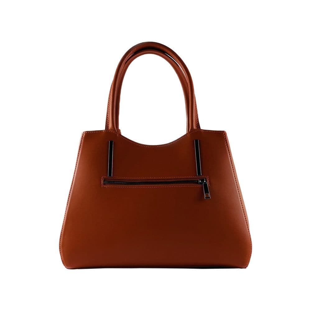 image-RB1004AM | Borsa a Mano in Vera Pelle Made in Italy con Tracollina removibile e attacchi con moschettoni in metallo Canna di Fucile - Colore Paprica - Dimensioni: cm 33 x 25 x 15 + Manici 13 cm