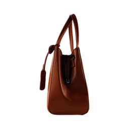 image-RB1004AM | Borsa a Mano in Vera Pelle Made in Italy con Tracollina removibile e attacchi con moschettoni in metallo Canna di Fucile - Colore Paprica - Dimensioni: cm 33 x 25 x 15 + Manici 13 cm