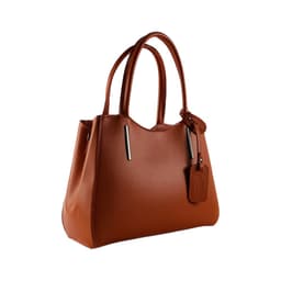 image-RB1004AM | Borsa a Mano in Vera Pelle Made in Italy con Tracollina removibile e attacchi con moschettoni in metallo Canna di Fucile - Colore Paprica - Dimensioni: cm 33 x 25 x 15 + Manici 13 cm