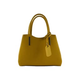 image-RB1004R | Borsa a Mano in Vera Pelle Made in Italy con Tracollina removibile e attacchi con moschettoni in metallo Canna di Fucile - Colore Senape - Dimensioni: cm 33 x 25 x 15 + Manici 13 cm